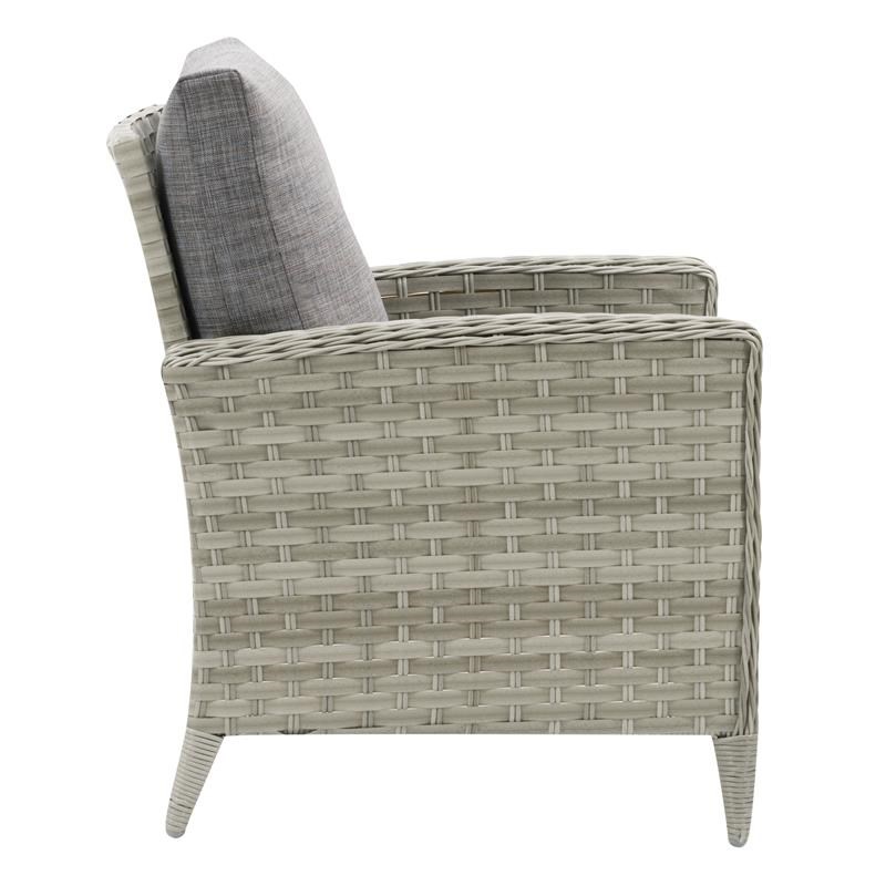wide rattan wicker patio chair in blended grey pcl106c