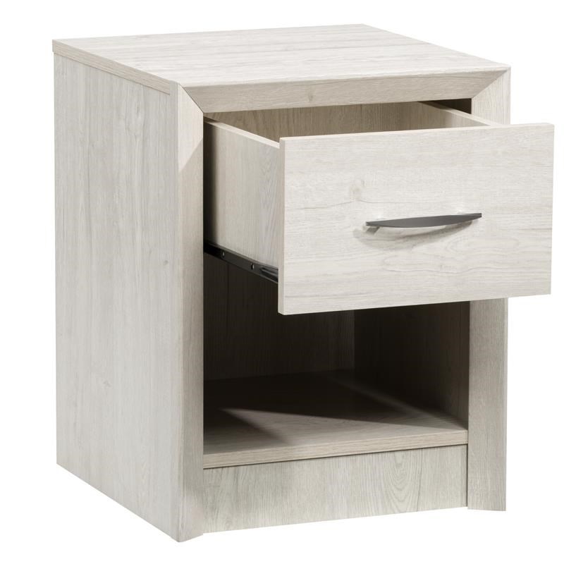 CorLiving Newport 1 Drawer Nightstand in White Washed Oak
