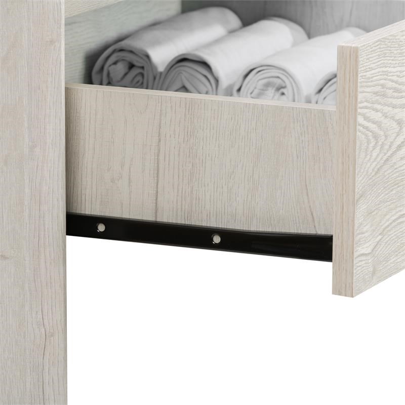 CorLiving Newport 1 Drawer Nightstand in White Washed Oak