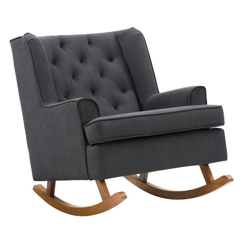 CorLiving Boston Tufted Dark Gray Fabric Rocking Chair