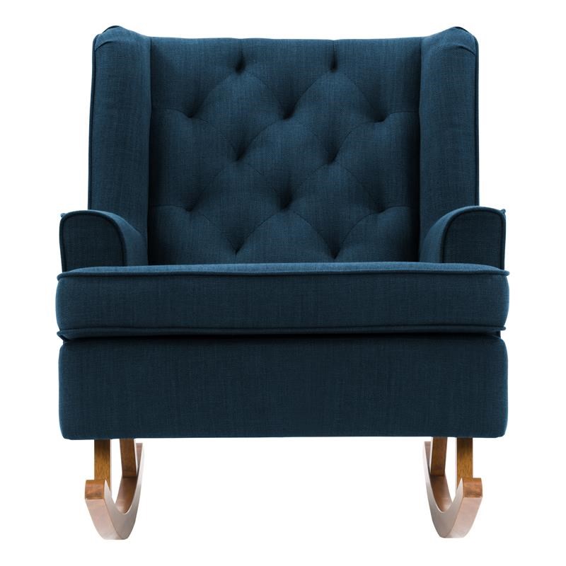 CorLiving Boston Tufted Navy Blue Fabric Rocking Chair