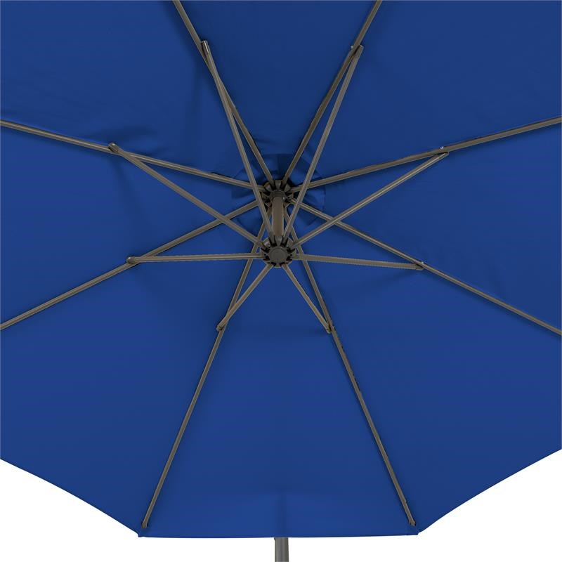 CorLiving 9.5ft Offset Cobalt Blue Fabric Patio Umbrella and Base Weight