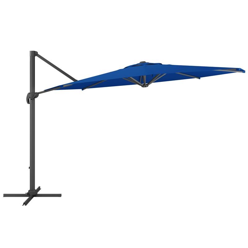 CorLiving 11.5ft Offset Cobalt Blue Fabric Patio Umbrella and Base