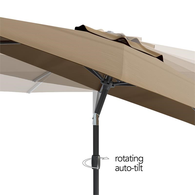 CorLiving 10ft Wind Resistant Tilting Sandy Brown Fabric Patio Umbrella and Base