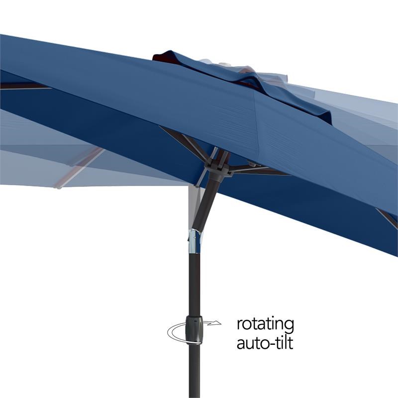CorLiving 10ft Wind Resistant Tilting Cobalt Blue Fabric Patio Umbrella and Base