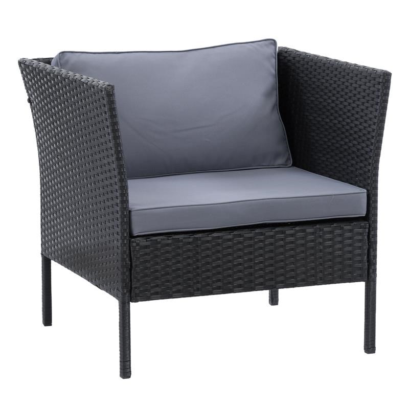 CorLiving Patio Armchair - Black Finish with Ash Gray Cushions