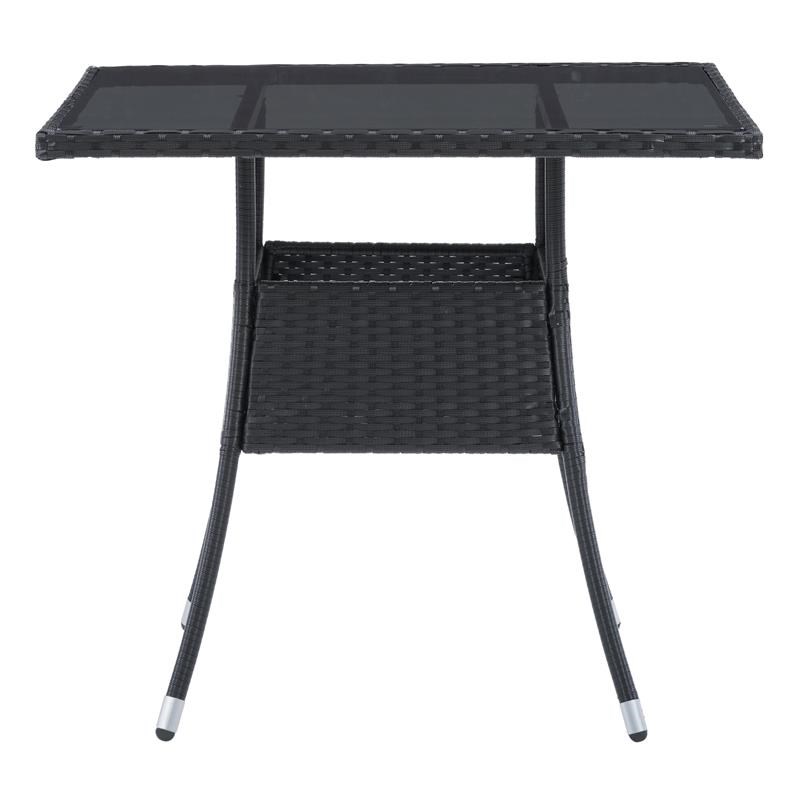 CorLiving Patio Square Dining Table - Black Resin Rattan Wicker