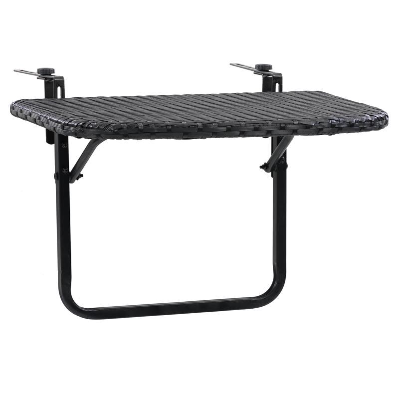CorLiving Parksville Black Rattan Foldable Balcony Table
