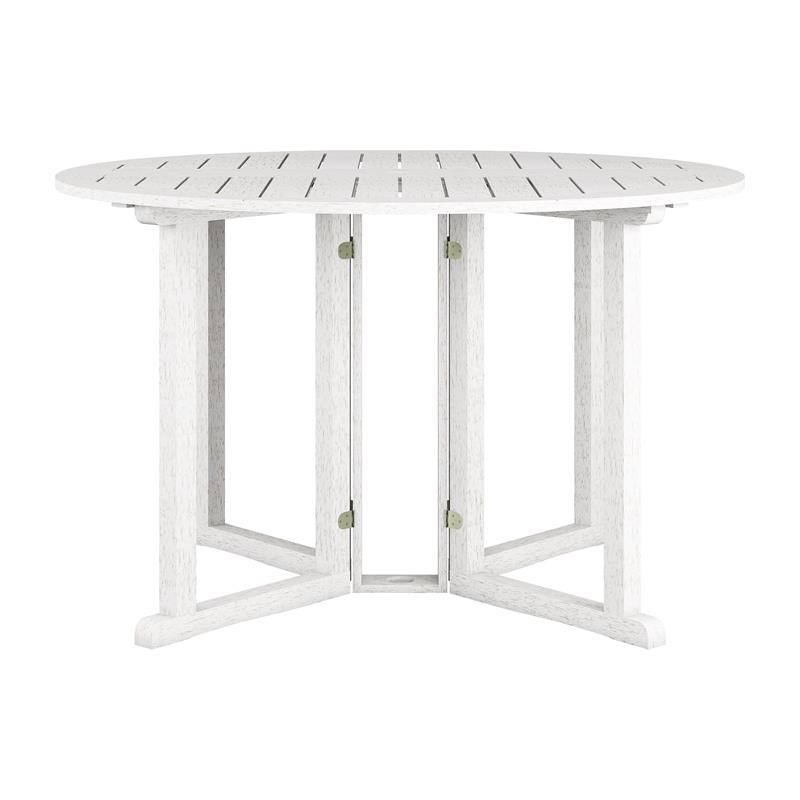CorLiving Miramar White Washed Wood Outdoor Drop Leaf Dining Table