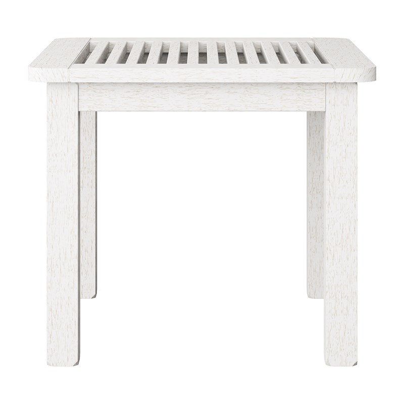 CorLiving Miramar White Washed Wood Outdoor Side Table