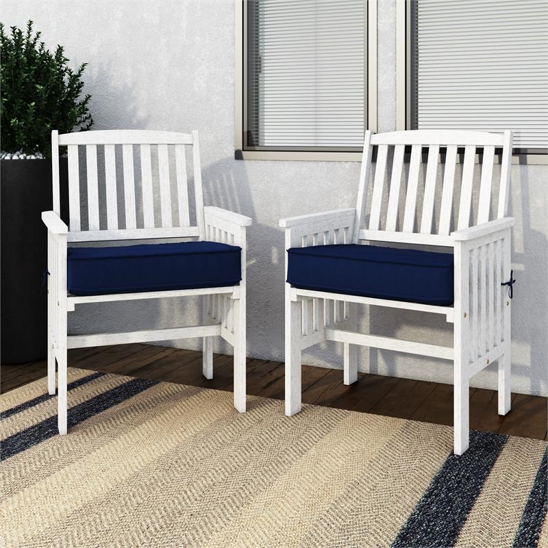 CorLiving Miramar White Washed Wood Outdoor Armchair Set - Set of 2