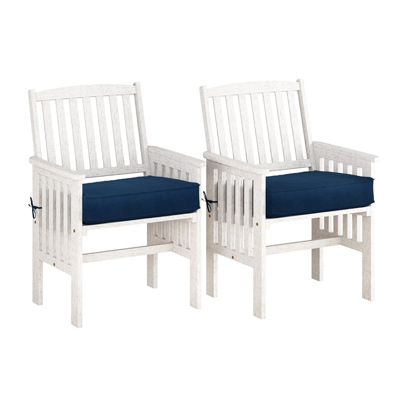 CorLiving Miramar White Washed Wood Outdoor Chair and Coffee Table 4pc Set