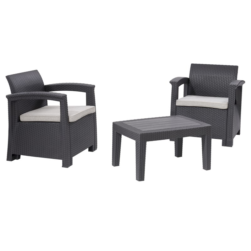Black Rattan Patio Chair Set, Corliving Outdoor Furniture
