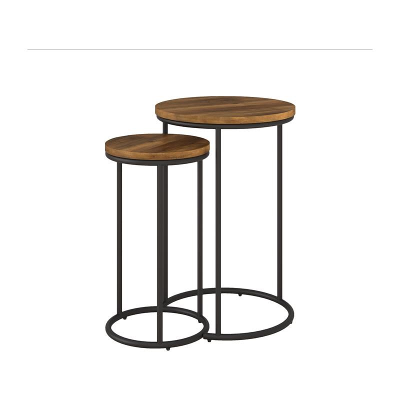 CorLiving Fort Worth Brown Wood Grain Finish Nesting Side Table