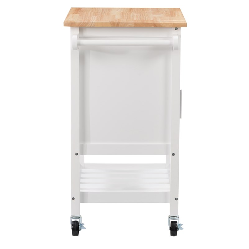CorLiving Sage White Portable Closed Storage Wood Kitchen Cart