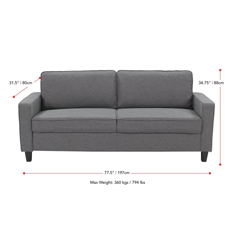 CorLiving Georgia Contemporary Gray Fabric Upholstered Three Seater Sofa