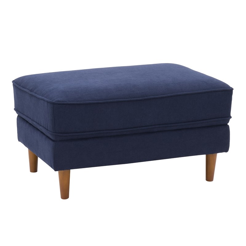 CorLiving Mulberry Fabric Upholstered Modern Ottoman in Navy Blue
