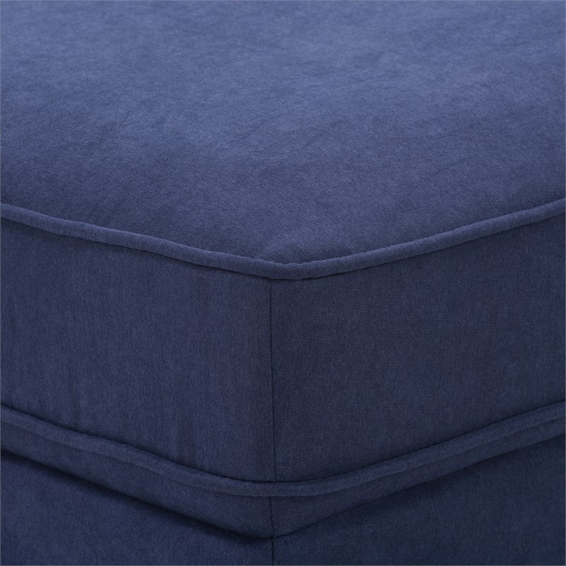 CorLiving Mulberry Fabric Upholstered Modern Ottoman in Navy Blue