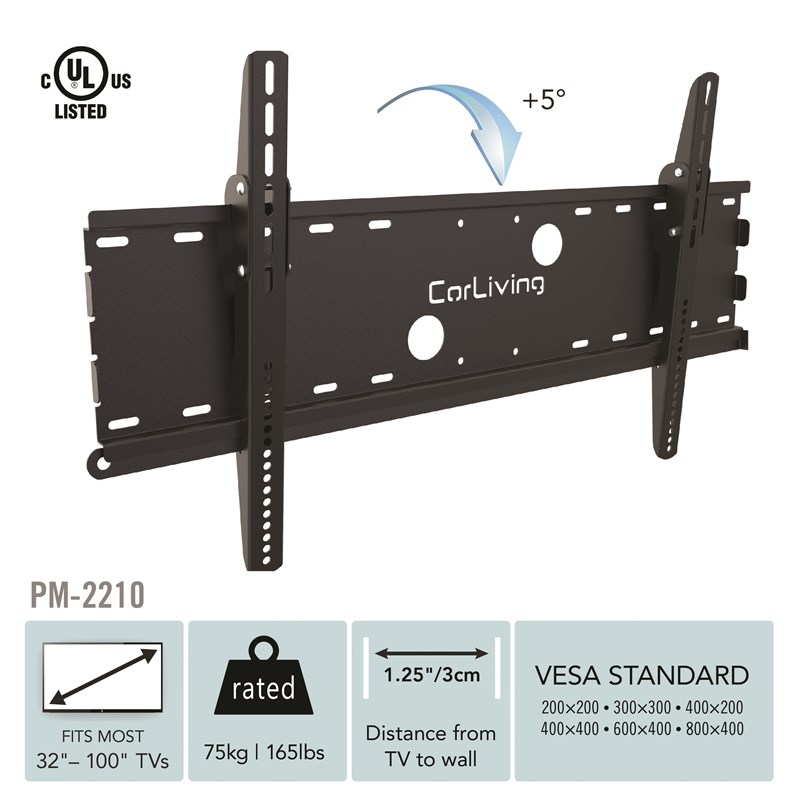 CorLiving Black Metal Fixed Wall Mount for 40