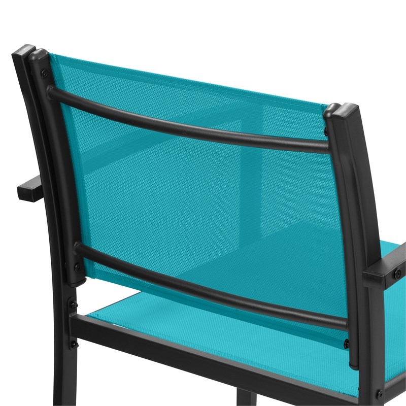 CorLiving Everett Teal Blue Mesh Seat and Metal Frame Conversation Set - 4pc