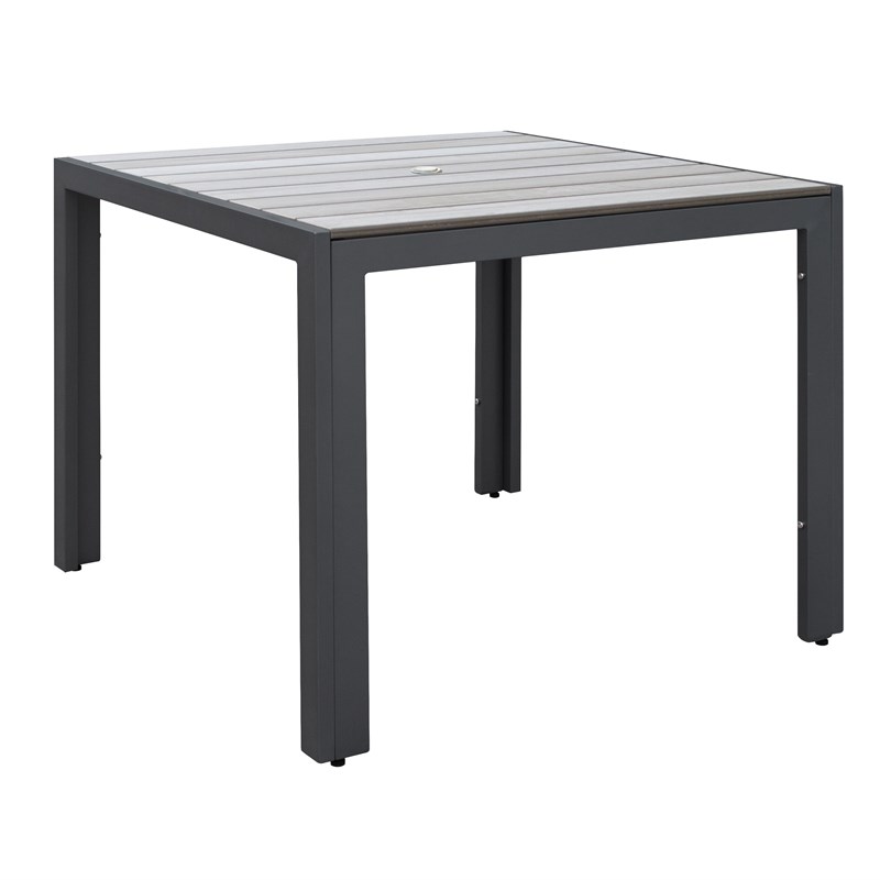 CorLiving Gallant Sun Bleached Charcoal Square Aluminum Frame Patio Dining Table