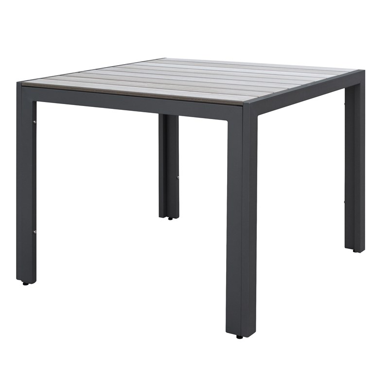 CorLiving Gallant Sun Bleached Charcoal Square Aluminum Frame Patio Dining Table