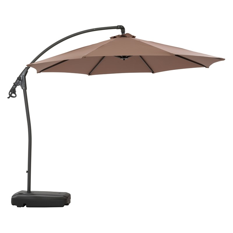 CorLiving 9.5 Ft Cantilever Patio Umbrella - Sand Brown Canopy & Aluminum Frame