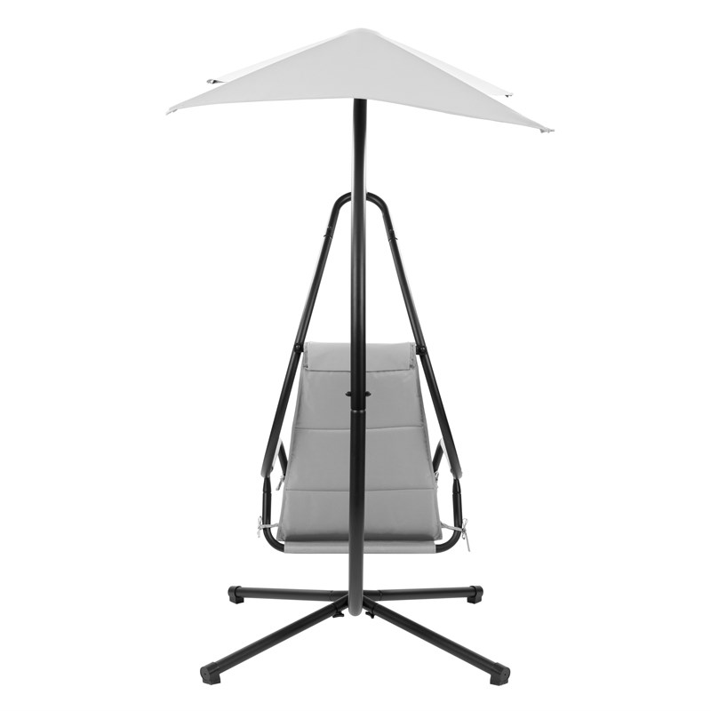 CorLiving Kinsley Gray Fabric Hammock Chair with Removable Canopy & Steel Frame