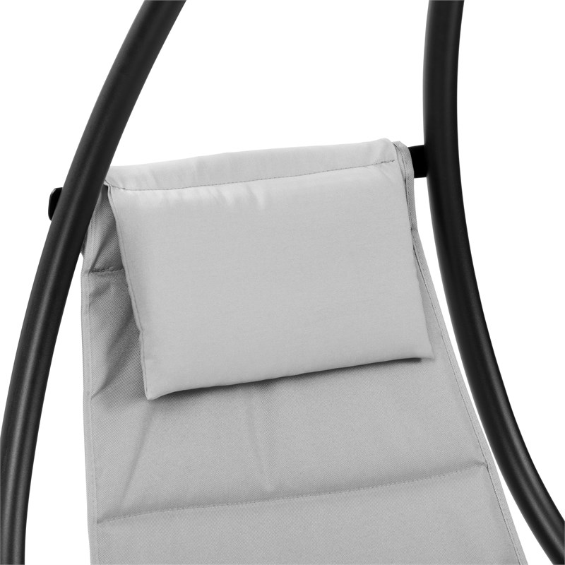 CorLiving Kinsley Gray Fabric Hammock Chair with Removable Canopy & Steel Frame