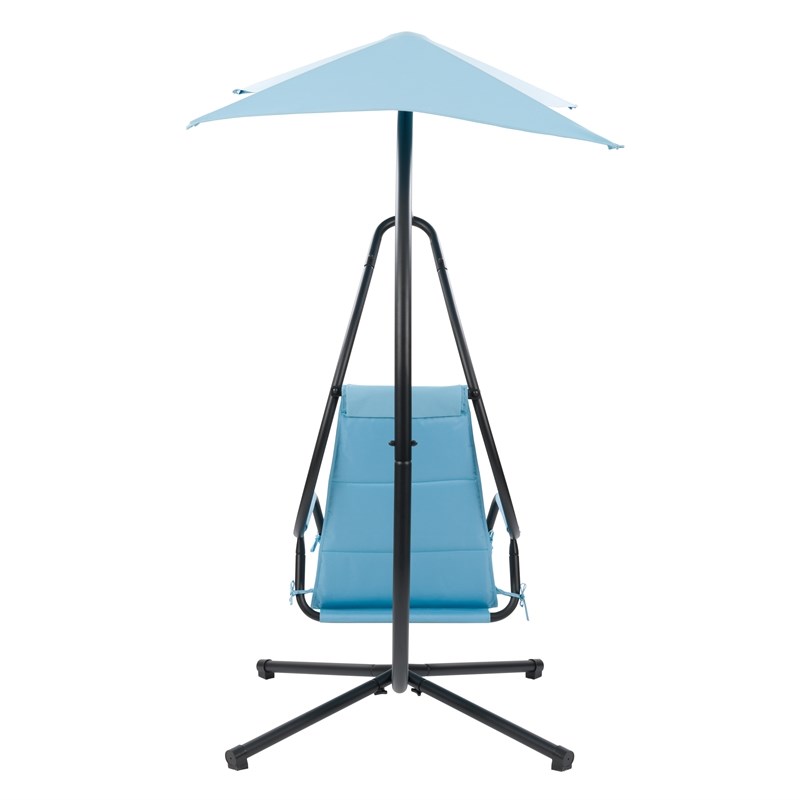 CorLiving Kinsley Blue Fabric Hammock Chair with Removable Canopy & Steel Frame