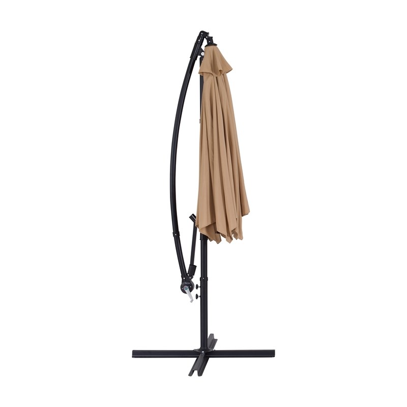 CorLiving 9ft UV Resistant Brown Tilting Cantilever Umbrella with Metal Frame