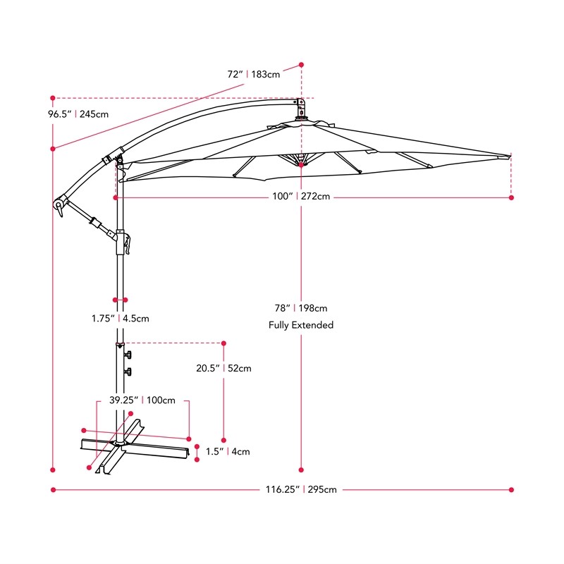 CorLiving 9ft UV Resistant Brown Tilting Cantilever Umbrella with Metal Frame
