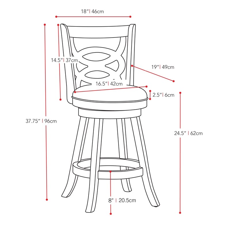 CorLiving Counter Height Espresso Stained Wood Barstool - Set of 2 ...