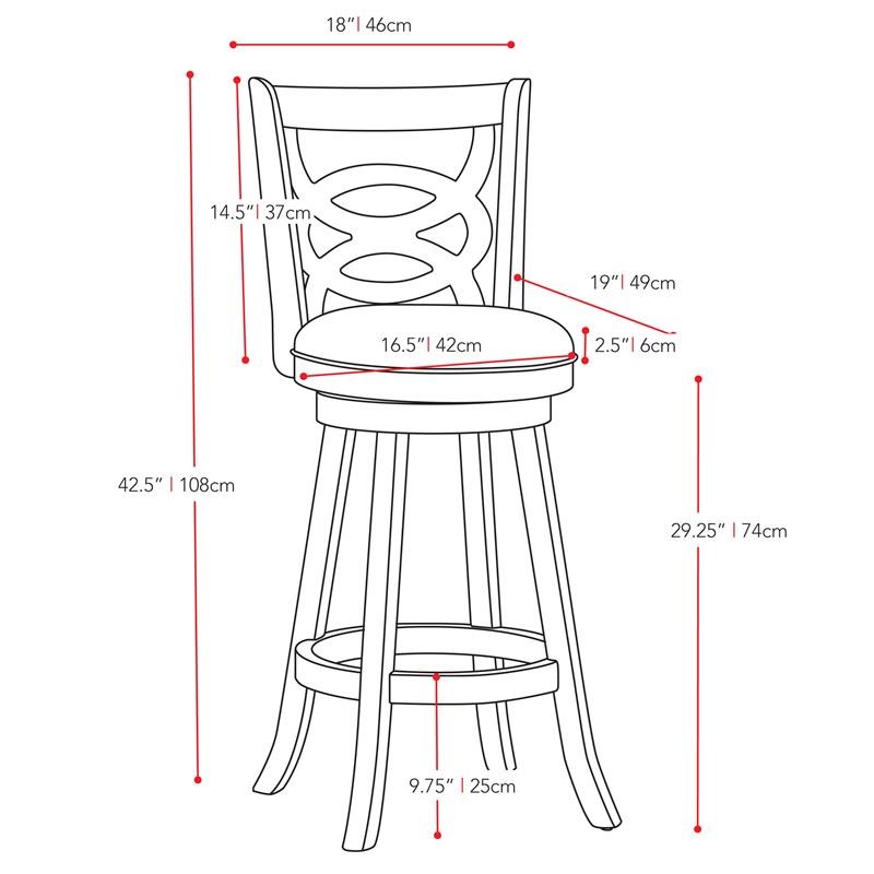 CorLiving Bar Height Espresso Stained Wood Barstool - Set of 2 | Homesquare