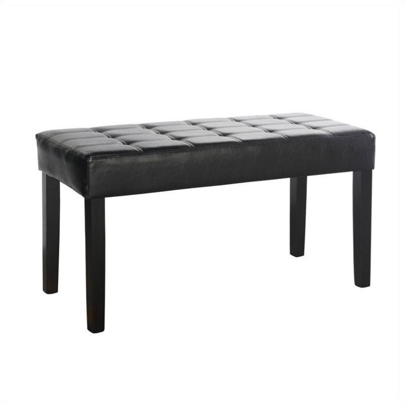 CorLiving California Faux Leather Bench in Black
