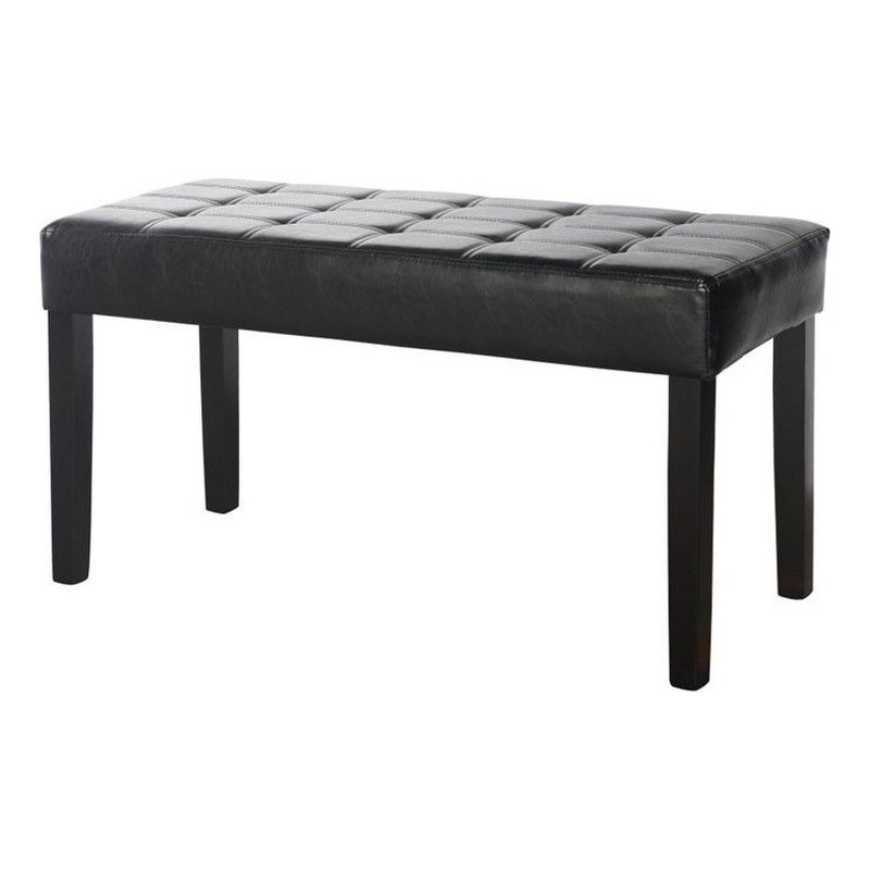 CorLiving California Faux Leather Bench in Black