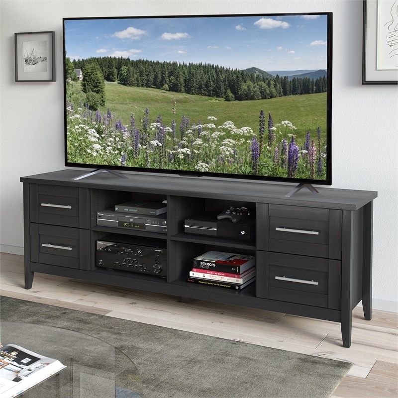 CorLiving Jackson TV Stand in Black Wood Grain for TVs up to 85