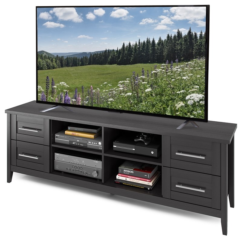 CorLiving Jackson TV Stand in Black Wood Grain for TVs up to 85" Homesquare