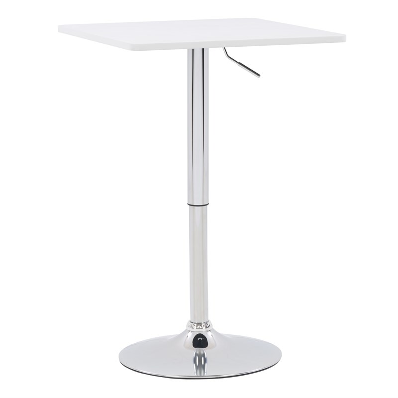 CorLiving Adjustable Square Pub Table - White and Metal