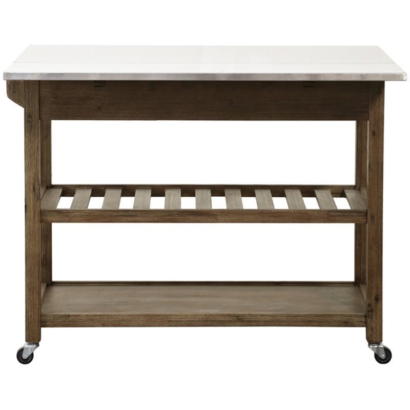 boraam sonoma kitchen cart with drop-leaf in barnwood wire-brush - 12508