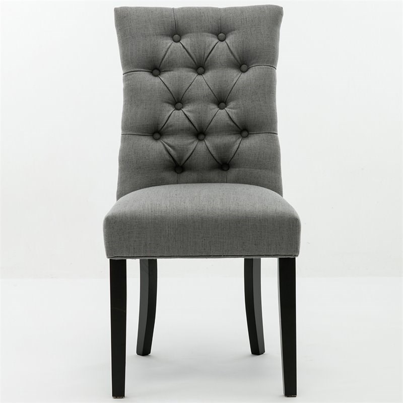 Boraam Michelle Tufted Dining Side Chair in Gray and Black (Set of 2)