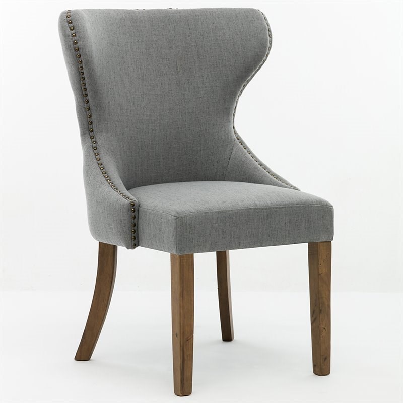Boraam Rema Tufted Dining Side Chair in Gray and Brown