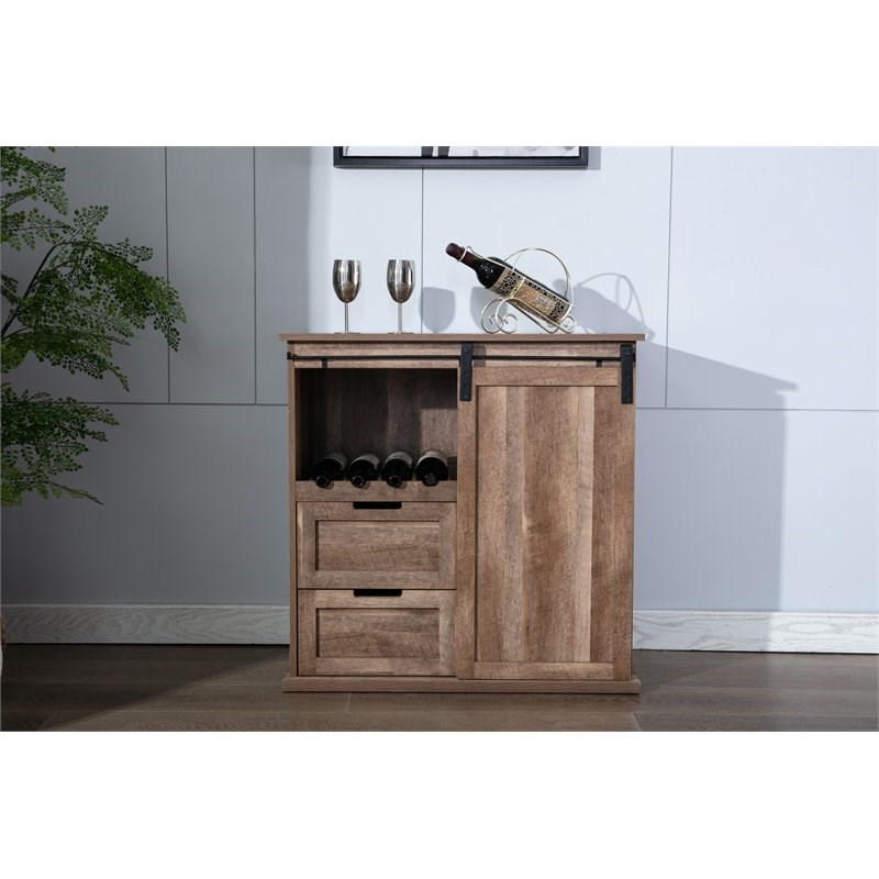 Boraam Weston Sliding Wood Barn Door Wine With 2Drawers in