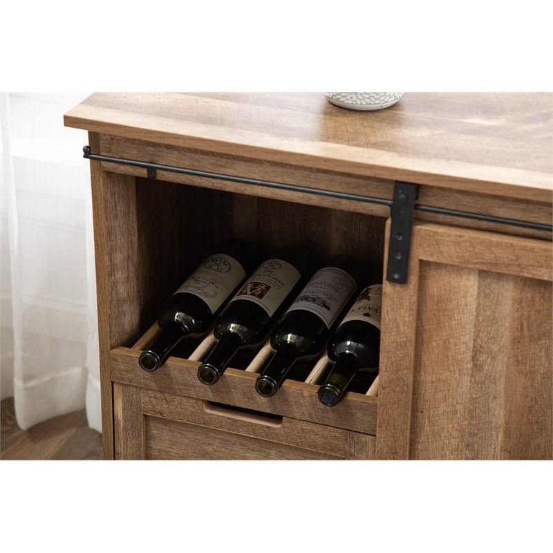 Boraam Weston Sliding Wood Barn Door Wine With 2Drawers in