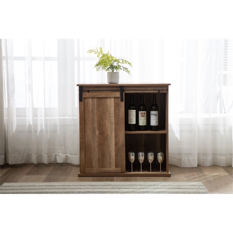 Boraam Weston Sliding Wood Barn Door Wine With 2Drawers in