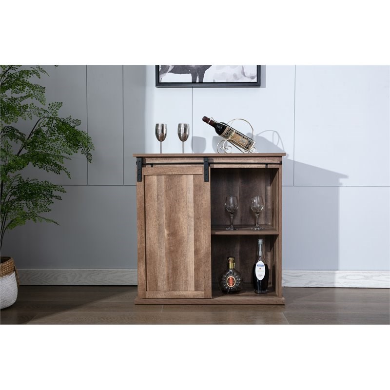 Boraam Weston Sliding Wood Barn Door Wine With 2Drawers in