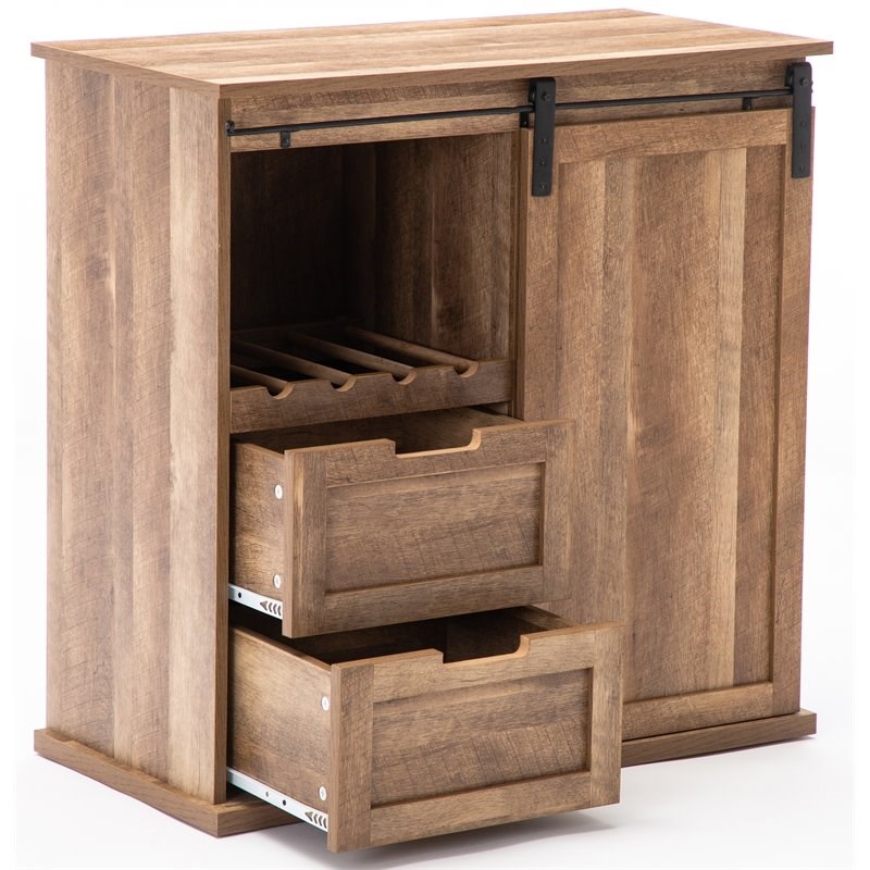 Boraam Weston Sliding Wood Barn Door Wine With 2Drawers in