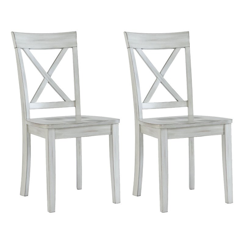 Boraam Jamestown Antique White Dining Chairs Set of 2