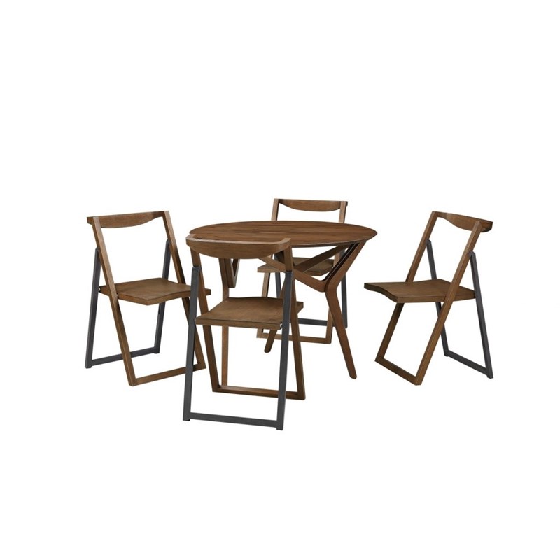 Boraam Sydney Folding Chair Chestnut Wire-Brush Set of 2