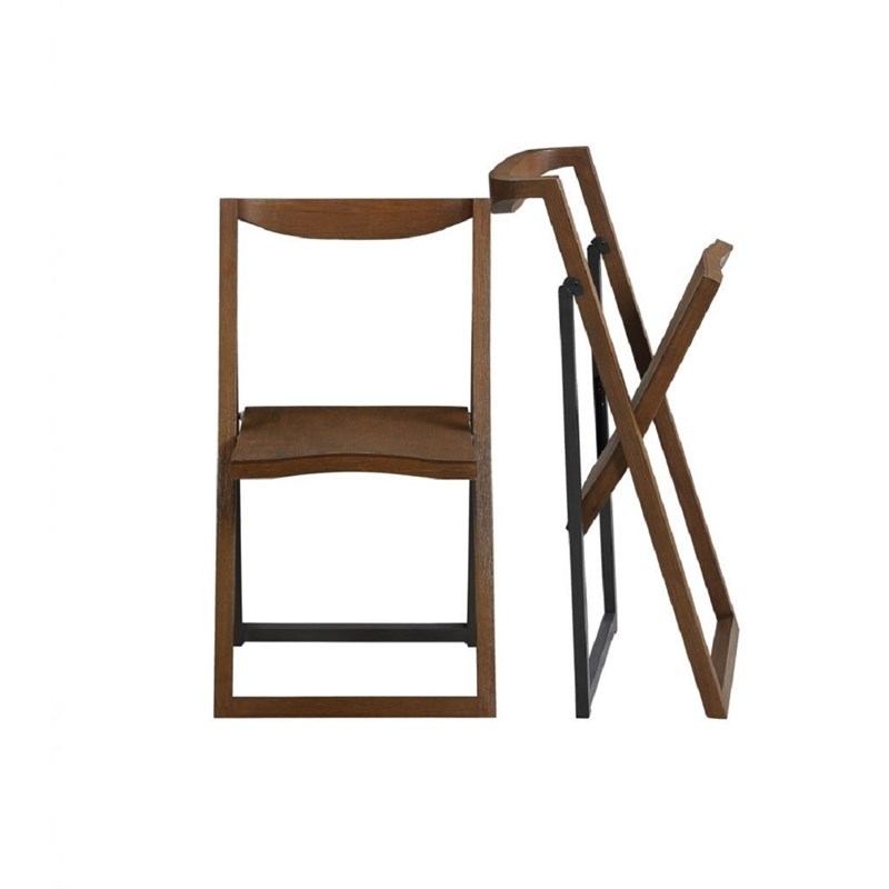Boraam Sydney Folding Chair Chestnut Wire-Brush Set of 2